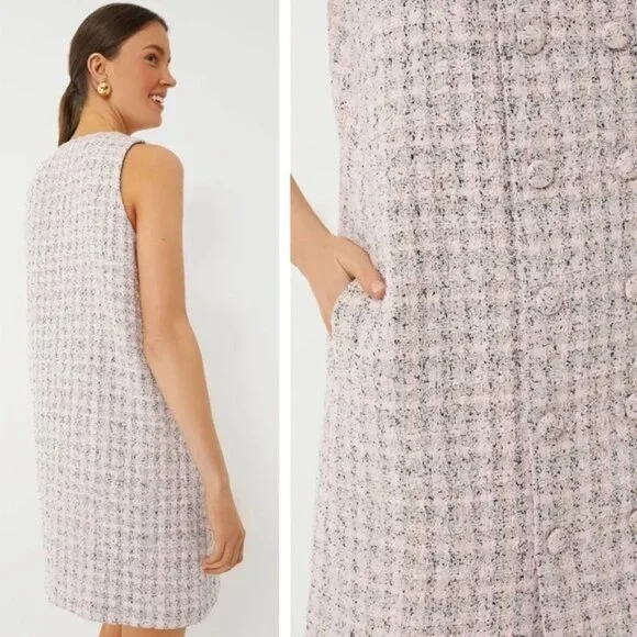 NWT | Tuckernuck Pomander Place Bianca Pink Tweed Sleeveless Shift Dress Small‎ - Picture 3 of 10